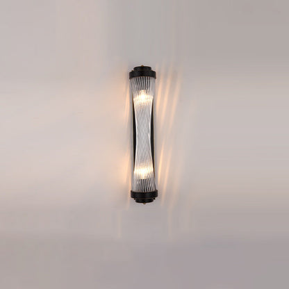Metal Steel Crystal Column Tower 2-Light Wall Sconce Lamp