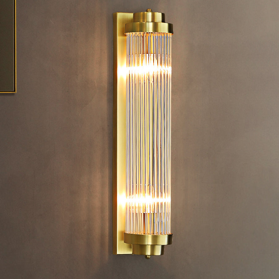 European Iron Glass Cylinder 2-Light Wall Sconce Lamp