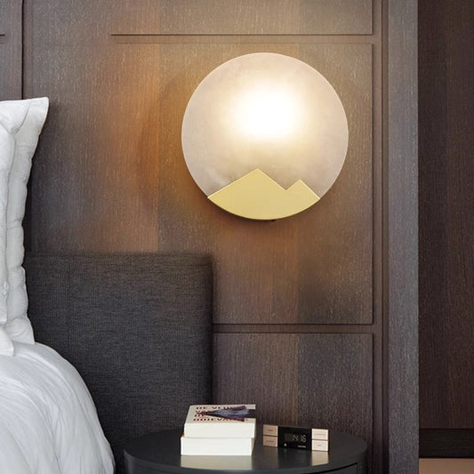 Marble Shade Gold Finish Frame 1-Light Wall Sconce Lamp