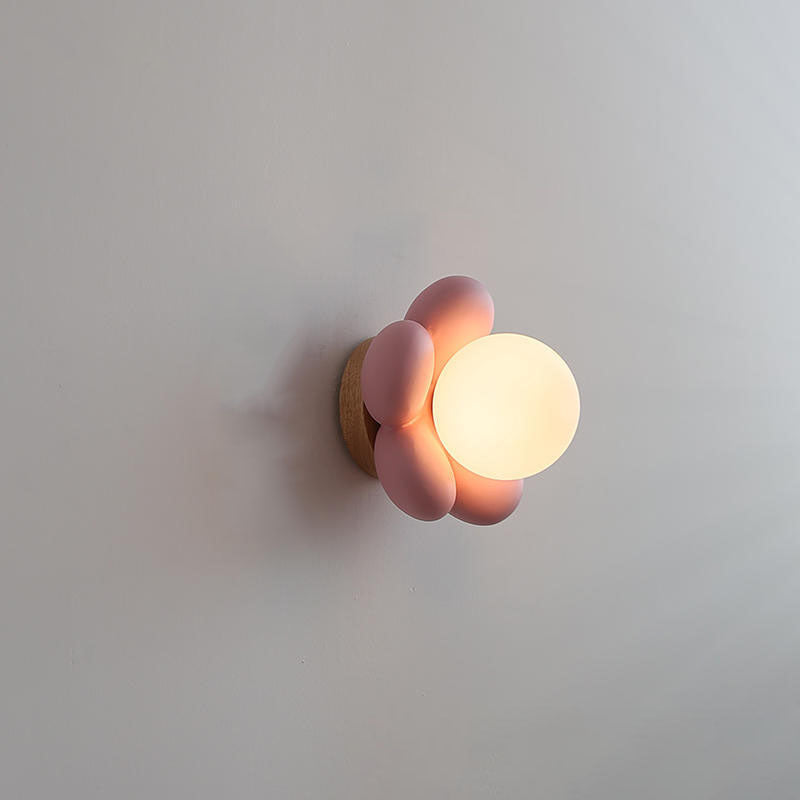 Flowers Shape Glass Ceramic 1-Light Kids Wall Sconce Lamp