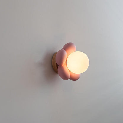 Flowers Shape Glass Ceramic 1-Light Kids Wall Sconce Lamp