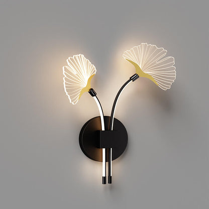 Iron Ginkgo Leaf Acrylic Lampshade LED Wall Sconce Lamp