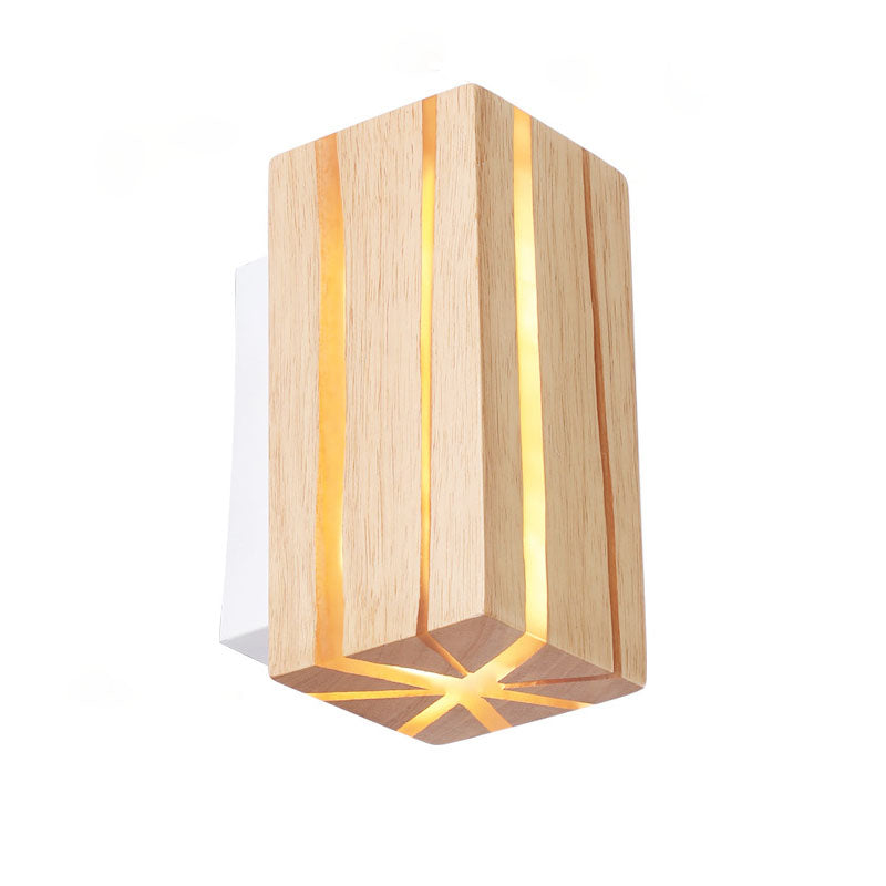 Geometric Cuboid Cracked Wood Grain LED Wall Sconce Lamp