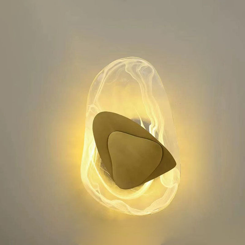 Irregular Oval Hardware Glass LED Wall Sconce Lamp