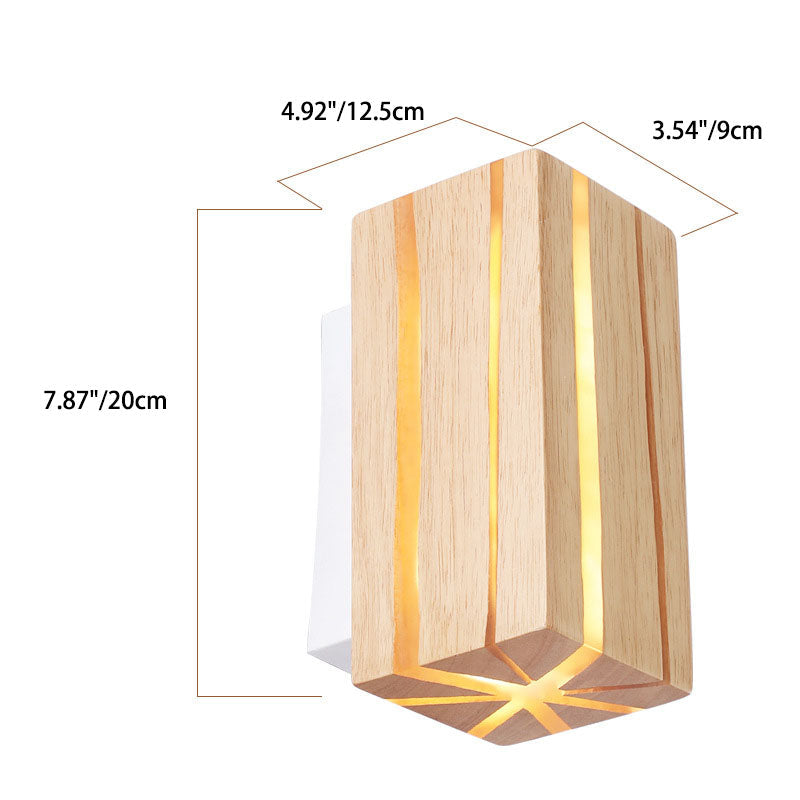 Geometric Cuboid Cracked Wood Grain LED Wall Sconce Lamp