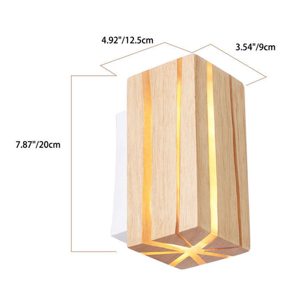 Geometric Cuboid Cracked Wood Grain LED Wall Sconce Lamp