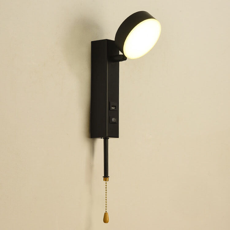Minimalist Round Rectangular Base USB LED Wall Sconce Lamp