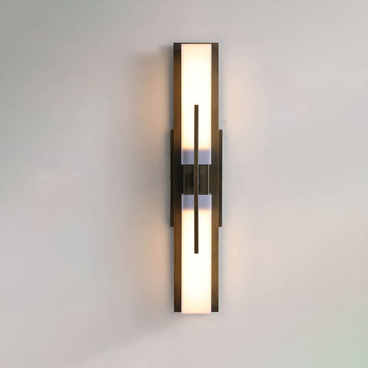 Chinese Iron Frame Cuboid Acrylic LED Wall Sconce Lamp