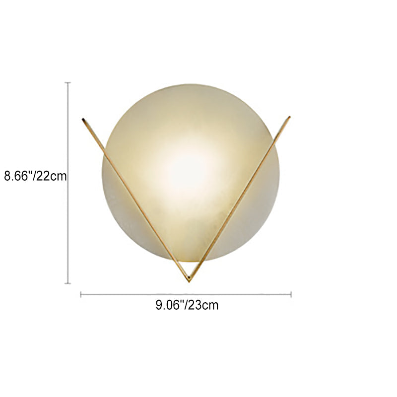 Luxury Copper Marble Round V Letter LED Wall Sconce Lamp