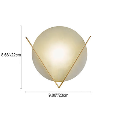 Luxury Copper Marble Round V Letter LED Wall Sconce Lamp