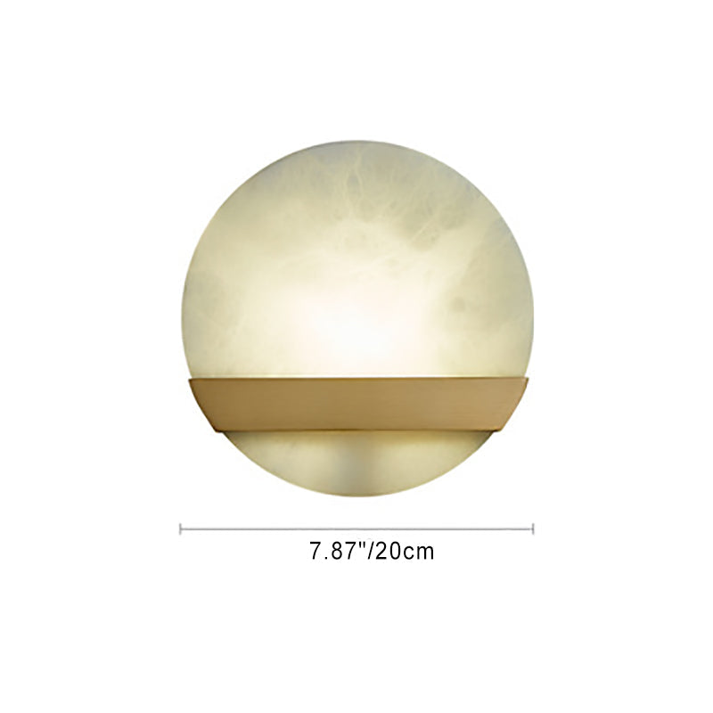 Modern Minimalist Round Copper Marble LED Wall Sconce Lamp