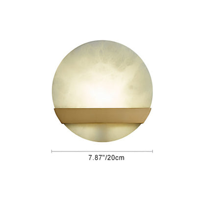 Modern Minimalist Round Copper Marble LED Wall Sconce Lamp