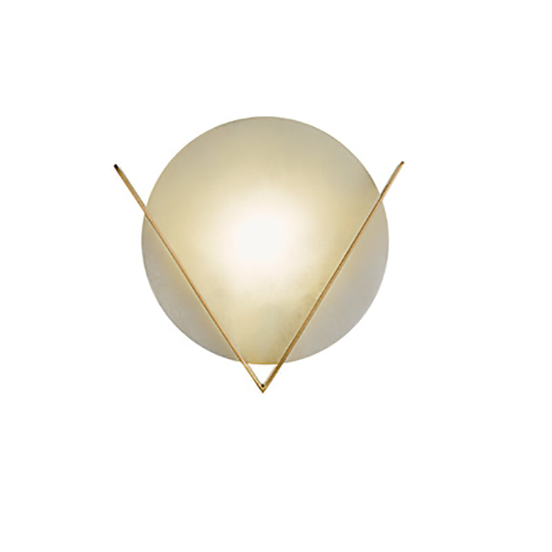 Luxury Copper Marble Round V Letter LED Wall Sconce Lamp