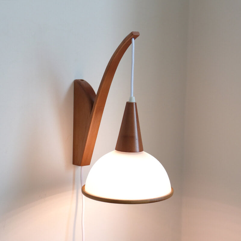 Japanese Fabric Umbrella Shade 1-Light Wall Sconce Lamp