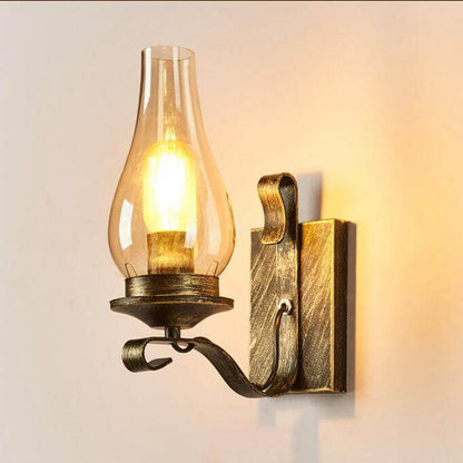Wrought Glass Bottle Lampshade 1-Light Wall Sconce Lamp