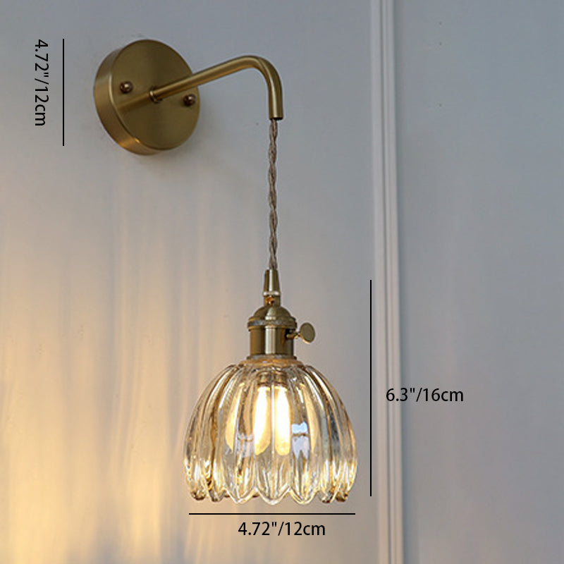 Art Deco Flower Bud Glass Shade 1-Light Wall Sconce Lamp