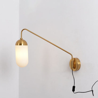 Iron Column 1-Light Swing Arm Long Pole Wall Sconce Lamp