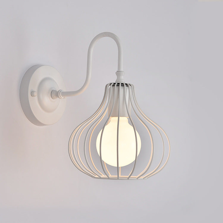 Iron Frame Pumpkin Shape 1-Light Wall Sconce Lamp