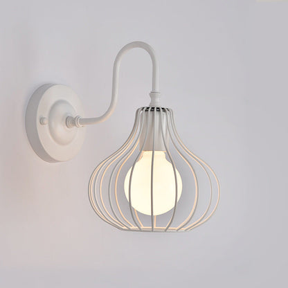 Iron Frame Pumpkin Shape 1-Light Wall Sconce Lamp
