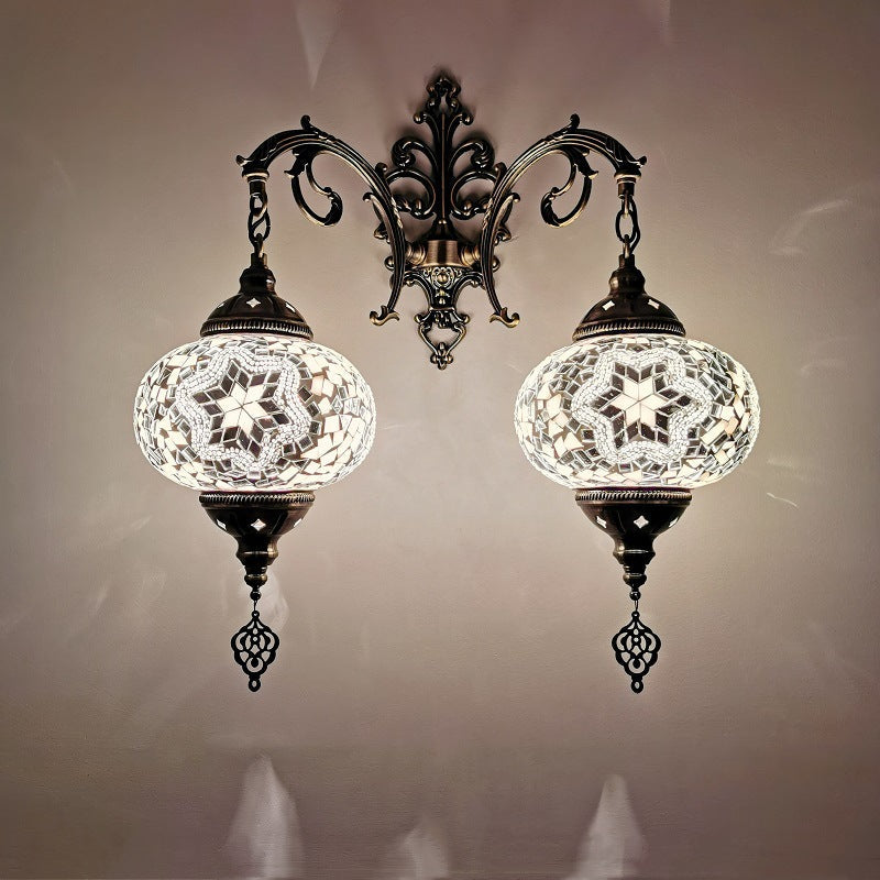 Tiffany Hardware Stained Glass 2-Light Wall Sconce Lamp