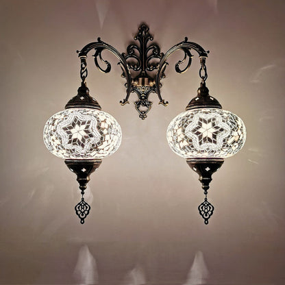 Tiffany Hardware Stained Glass 2-Light Wall Sconce Lamp