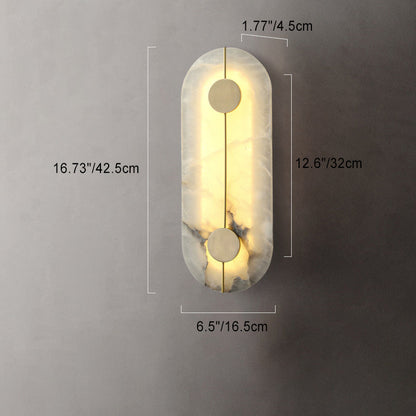 Traditional Copper Marble Oval Shade LED Wall Sconce Lamp