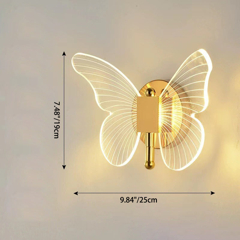 Minimalist Butterfly Metal Acrylic LED Wall Sconce Lamp