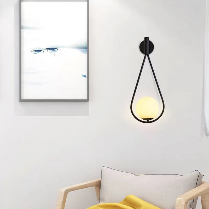Scandinavian Glass Ball Oval Ring 1-Light Wall Sconce Lamp