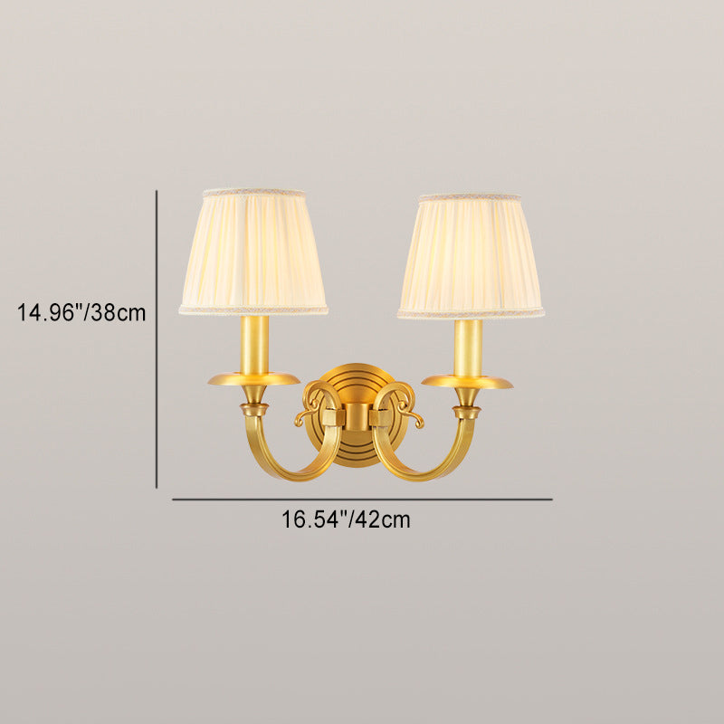 Full Frame Pleated Fabric Shade 1/2-Light Wall Sconce Lamp