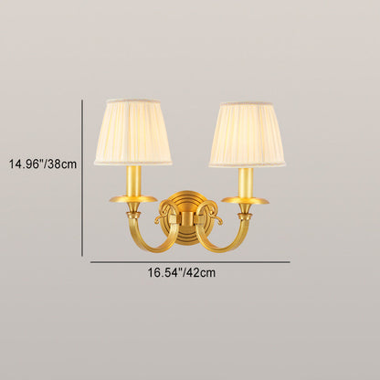 Full Frame Pleated Fabric Shade 1/2-Light Wall Sconce Lamp