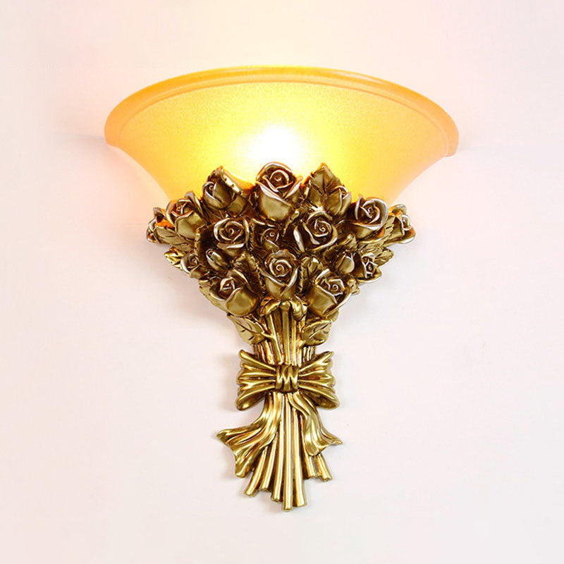 European Bouquet Shape Resin Glass 1-Light Wall Sconce Lamp