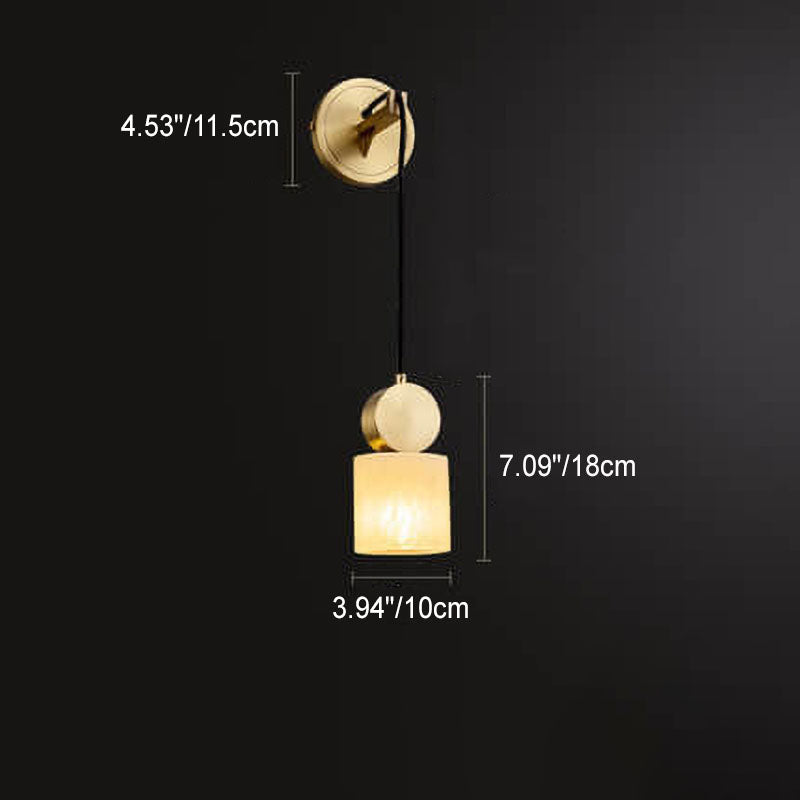 Light Square/Round Marble Shade 1-Light Wall Sconce Lamp