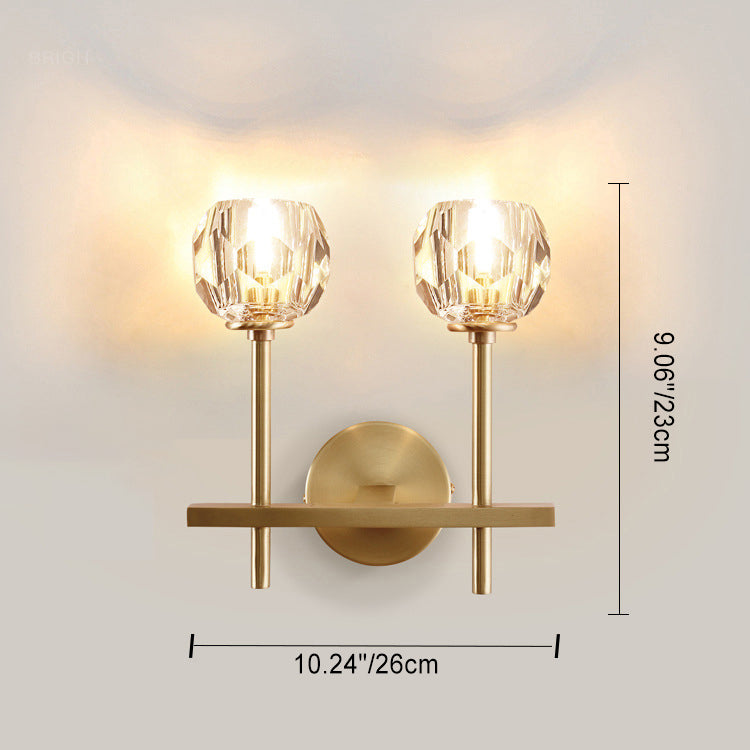 Modern Luxury Bowl Steel Crystal 1/2-Light Wall Sconce Lamp