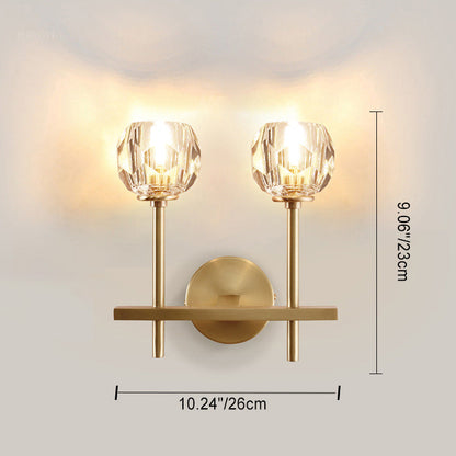 Modern Luxury Bowl Steel Crystal 1/2-Light Wall Sconce Lamp
