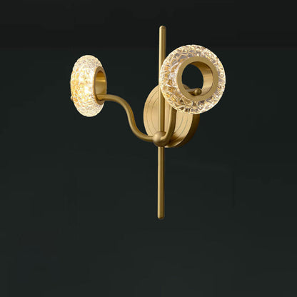 Light Luxury Brass Glass Circle 1/2 Light Wall Sconce Lamp