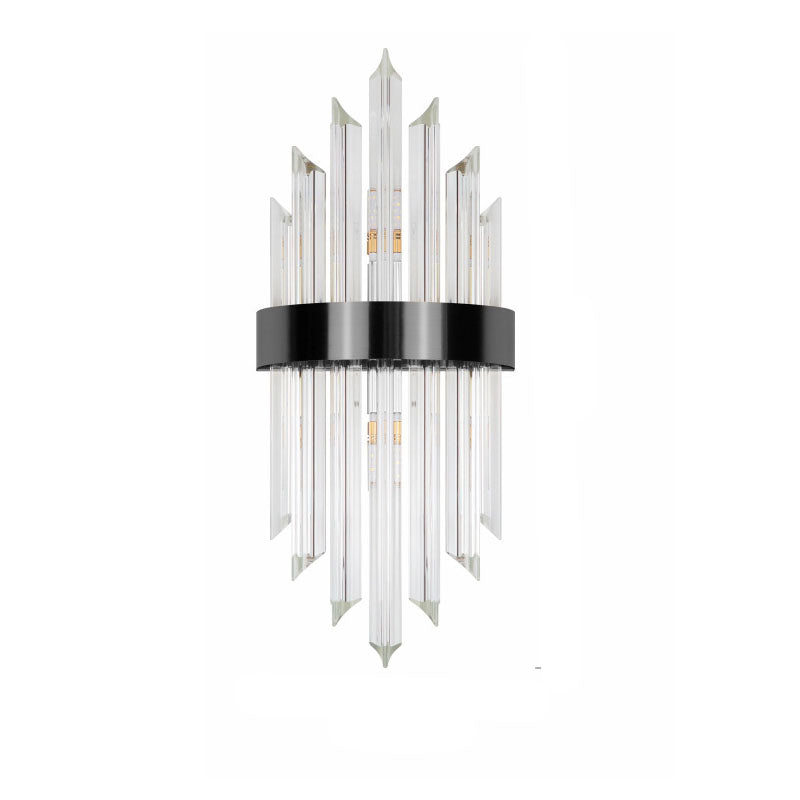 Glass Crystal Rod Stainless Steel 2-Light Wall Sconce Lamp