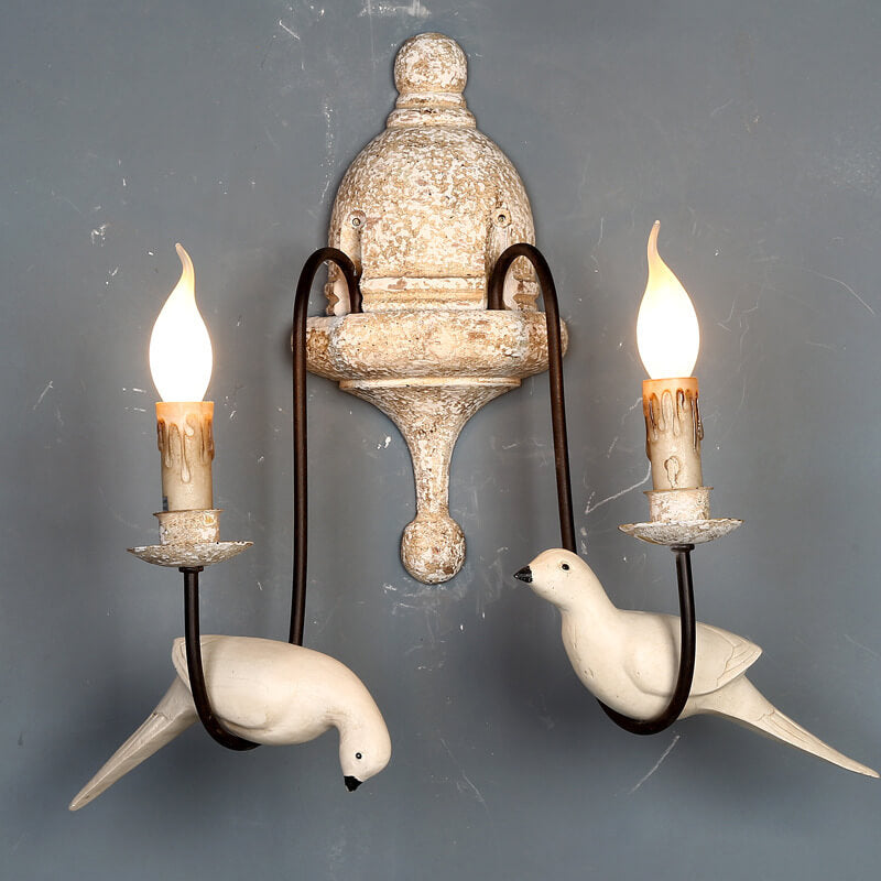 Vintage Wooden Bird Sconce 1/2 Light Wall Sconce Lamp