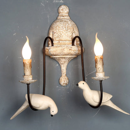 Vintage Wooden Bird Sconce 1/2 Light Wall Sconce Lamp