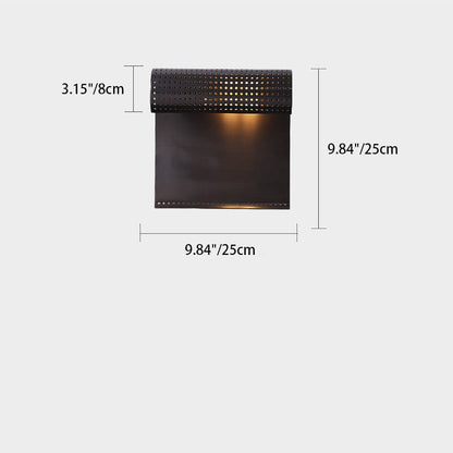 Rolled Edge Rectangle All Copper 1-Light Wall Sconce Lamp