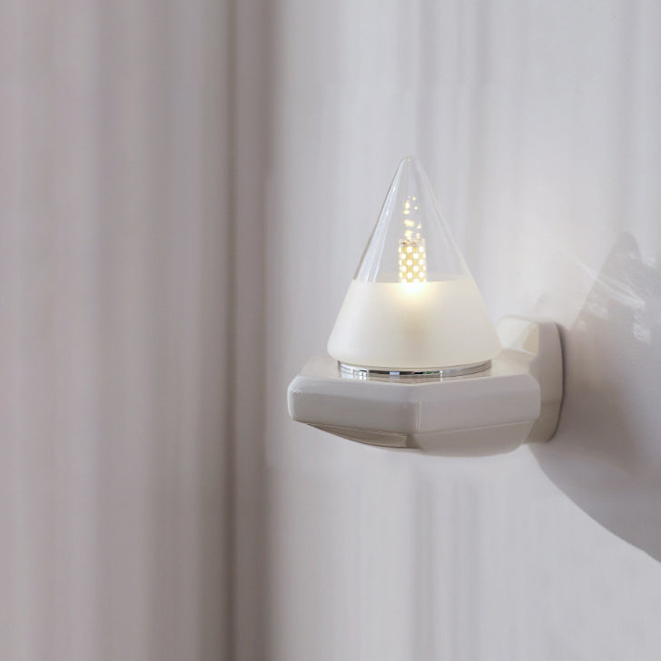 Minimalist Cone Iron Ceramic Glass 1-Light Wall Sconce Lamp