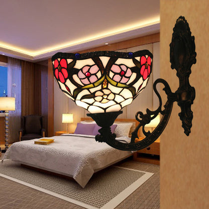 Tiffany Circle Alloy Iron Stained 1-Light Wall Sconce Lamp