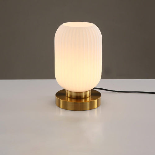 Nordic Striped Glass Oval Design 1-Light Table Lamp
