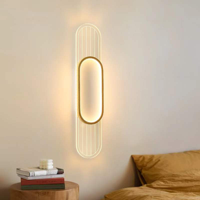 Nordic Iron Acrylic Strip Elliptical LED Wall Sconce Lamp