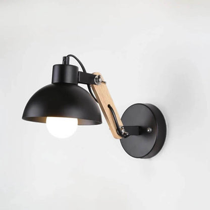 Iron Adjustable Wooden Lamp Arm 1-Light Wall Sconce Lamp