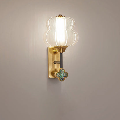 Chinese Full Copper Acrylic Lampshade LED Wall Sconce Lamp