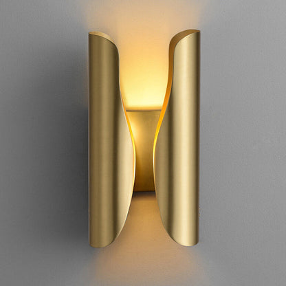 Light Luxury Rolled Edge Brass 2-Light Wall Sconce Lamp