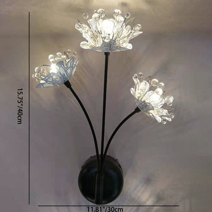 Iron Taraxacum Mongolicum Flower 3-Light Wall Sconce Lamp