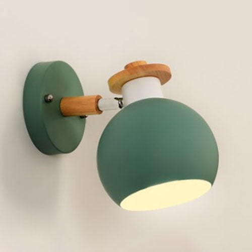 Dome Iron Solid Wood Macaroon 1-Light Wall Sconce Lamp