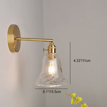 Brass Trumpet Glass Shade 1-Light Wall Sconce Lamp