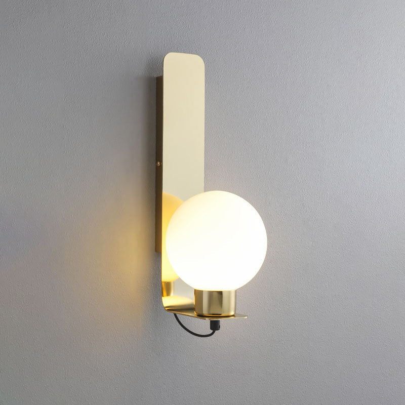 Scandinavian Stainless Steel Glass 1-Light Wall Sconce Lamp
